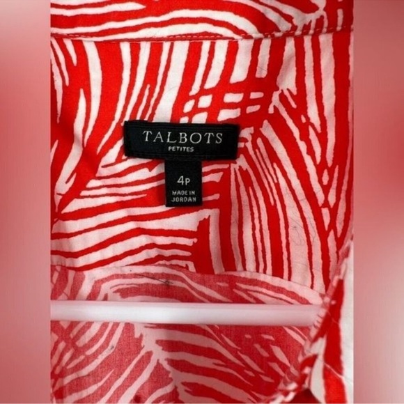 Talbots women’s red and white leafy belted wrap dress 4P - Picture 6 of 7